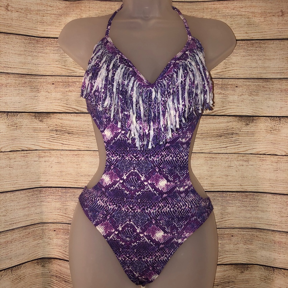 LIPS snakeskin design one piece